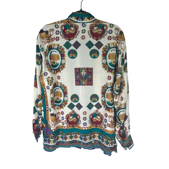 Vintage Daniel Duval Paris Multicolor Christmas Womens Blouse - Picture 3 of 10